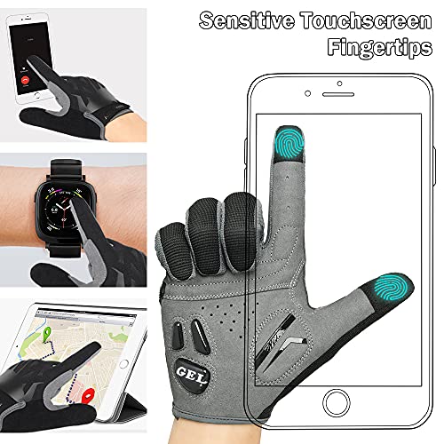 NICEWIN Guantes de Ciclismo Motocicleta Bicicleta de montaña- Bicicleta de Carretera Hombres Mujeres Pantalla táctil Antideslizante Acolchada