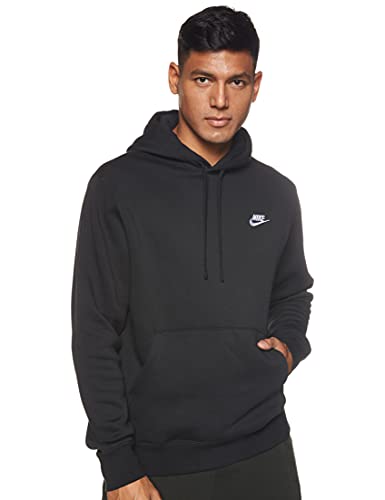 NIKE M NSW Club Hoodie Po BB Sweatshirt, Hombre, Black/ Black/ White, XL