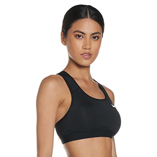 NIKE Med Band Bra Non Pad Sports Bra, Mujer, Black/Black/(White), M