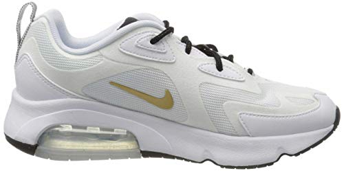 Nike W Air MAX 200, Zapatillas de Running para Asfalto Mujer, Multicolor (White/Metallic Gold/Black 102), 38 EU