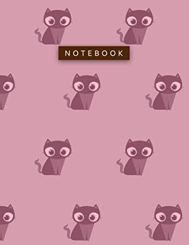 Notebook Rose Pompadour Color Big Lovely Cat Patterns Cover Lined Journal: A4, Planning, 21.59 x 27.94 cm, Pretty, 110 Pages, Hour, 8.5 x 11 inch, Daily, Work List, To Do List