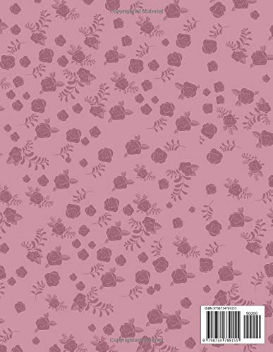 Notebook Rose Pompadour Color Mini Vintage Rose Flowers Patterns Cover Lined Journal: 8.5 x 11 inch, Wedding, Monthly, 110 Pages, Work List, College, A4, Journal, 21.59 x 27.94 cm, Planning