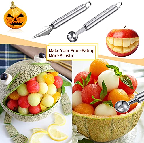 Nuyoah Vaciador de Frutas y Verduras Descorazonador de Manzanas Tallar Frutas Rallador de Limón 4 Piezas Acero Inoxidable Kit Cuchillo Tallado de Fruta Juego de Herramientas para Frutas