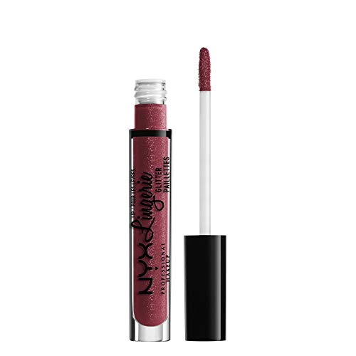 NYX PROFESSIONAL MAKEUP pintalabios líquido brillante Lip Lingerie Glitter Tono 8 Euro Trash Color Cereza