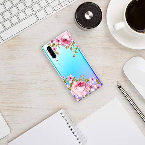 Oihxse Cristal Funda para Huawei Nova 5/Nova 5 Pro Transparente Suave TPU Flores Girasoles Amarillos Dibujo Diseño Serie Carcasa Flexible Bumper Anti-Choque Anti-Arañazos Protector (D8)