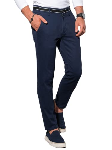 Ombre Pantalón Chino para Hombre Elegante Casual Recto Pantalones Chinos Casuales Elegantes Simples Clásicos Básicos 5 Colores S-XXL (M, Azul Marino)