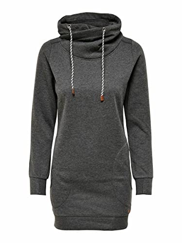 Only Onlbette L/S Long High Neck Swt Sudadera, Gris Oscuro, M para Mujer