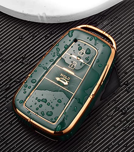 ontto Funda para llave de coche compatible con Toyota CHR C-HR Prado Prius Camry Corolla RAV4 2017 – 2019 accesorio caja llavero llavero funda protectora 2 botones verde oscuro