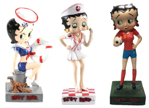 OPO 10 - Lote de 3 Figuras de Betty Boop de 15 cms: Enfermera + Futbolista + Marinero / BB4
