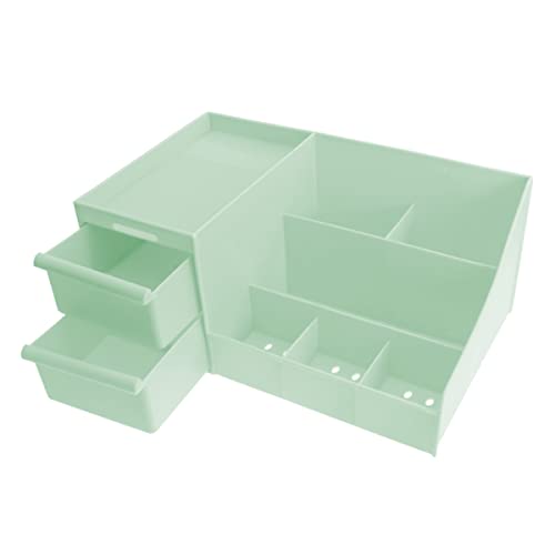 Organizador Maquillaje, Cosméticos con Cajones. Caja de Escritorio para Almacenar Cremas, Maquillaje 28cm x 13cm x 17cm (Verde)