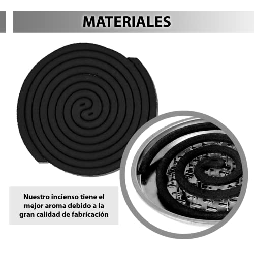 Pack 10 Espirales De Incienso Citronela para Interior o Exterior, La Duración Mas Larga, Mayor Utilidad Que Vela Anti Mosquitos y Insecticidas, Incluye Plato Quemador De Incienso