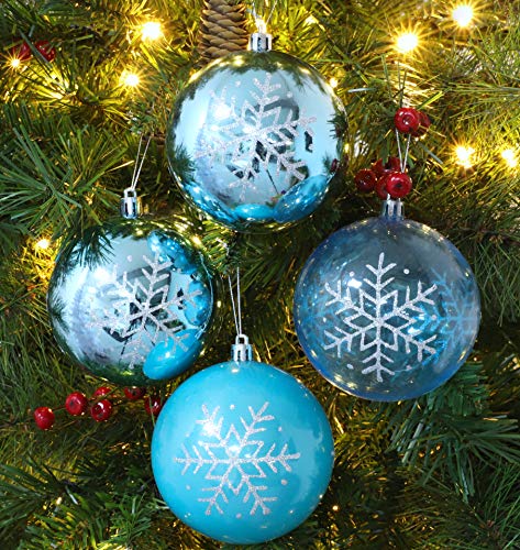 Pack de 5 - 100 mm Turquesa / Hielo Chucherías Azul con Copo de Nieve Decoración - árbol de Navidad de Las chucherías