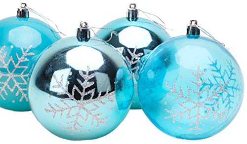 Pack de 5 - 100 mm Turquesa / Hielo Chucherías Azul con Copo de Nieve Decoración - árbol de Navidad de Las chucherías