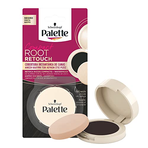 Palette Compact Root Retouch ; Retoca Raíces polvo compacto – Negro – Cubre Canas 1 unidad