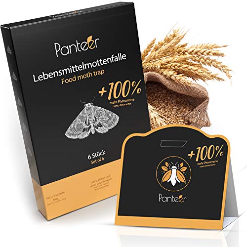 Panteer ® Trampa para polillas de los alimentos – 100% más de feromonas contra polillas de los alimentos – Mayor efecto de atracción – Trampa para polillas – 6 unidades