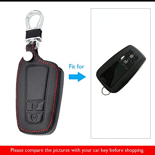 , para 2 Botones Funda de Cuero para Llave de Coche, para Toyota Camry Prius CHR CH-R 2017 2018 Cubierta remota de Llavero Protector de Llavero Bolsa Accesorio automático