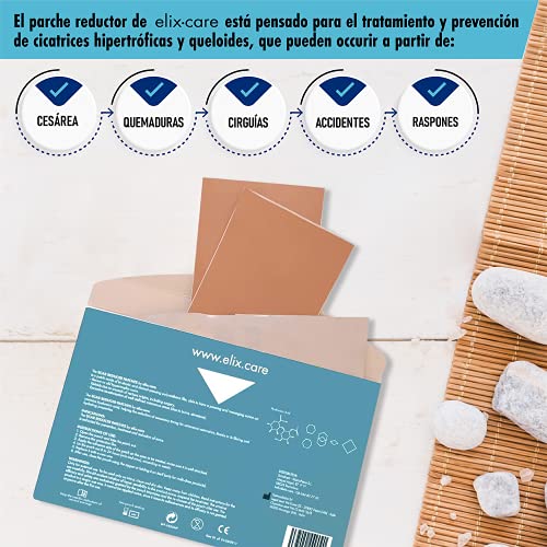 Parche Reductor de Cicatrices elix·care – Ácido hialurónico – 2 Apósitos cicatrizantes – [20x10 cm] – Tratamiento para Cicatrices y Queloides, Cesáreas, niños, cirugías estéticas