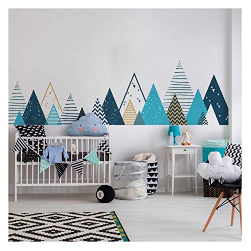 Pegatinas de pared para niños – Decoración habitación de bebé – Adhesivo de pared escandinavo – Adhesivo de pared gigante de montañas escandinavas Tipika – 45 x 180 cm