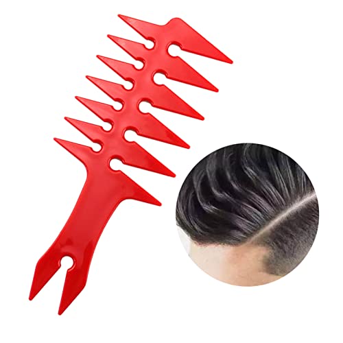 perfeclan Peines profesionales para peinar Pompadour para hombres, peine de horquilla de dientes anchos, peine para el cabello rizado y desenredado esponjoso, rojo