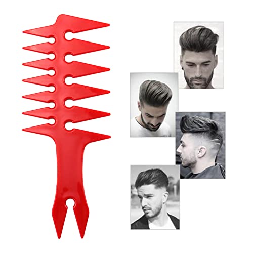 perfeclan Peines profesionales para peinar Pompadour para hombres, peine de horquilla de dientes anchos, peine para el cabello rizado y desenredado esponjoso, rojo