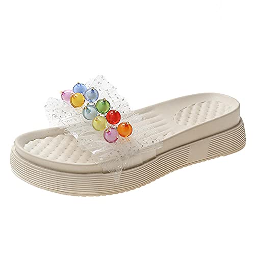 Perferct Hawaianas Mujer Chanclas,Pearl con Zapatillas, Mujer 2021 New Summer Fashion Network Red Thick Spress Ultra-Fire Beach Desfila Zapatos.-UE 36 (23cm / 9.05")_a