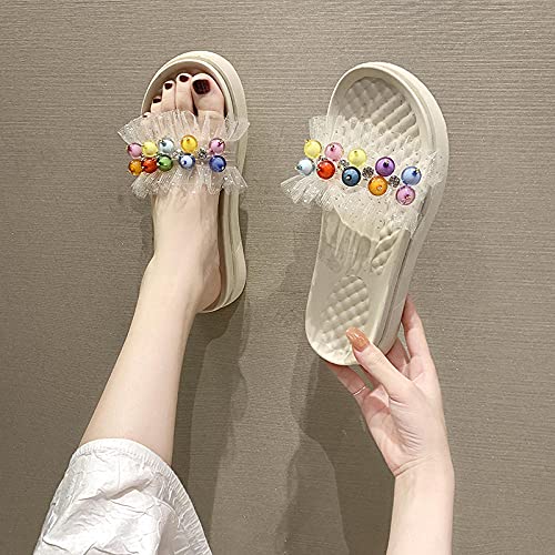 Perferct Hawaianas Mujer Chanclas,Pearl con Zapatillas, Mujer 2021 New Summer Fashion Network Red Thick Spress Ultra-Fire Beach Desfila Zapatos.-UE 36 (23cm / 9.05")_a