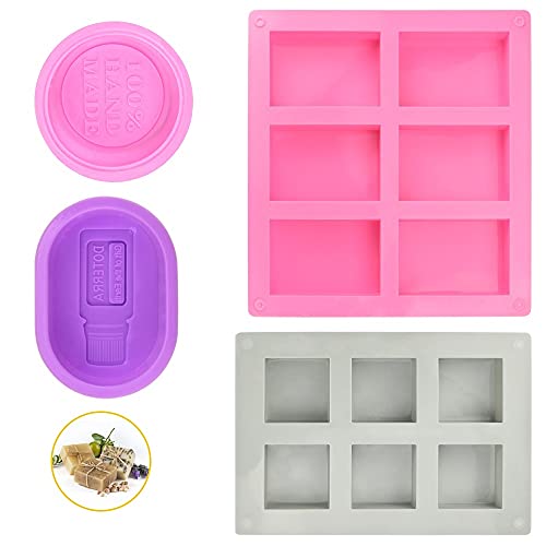 Perfetsell 4Pcs Moldes Silicona Jabones Artesanales, Moldes para Jabones Caseros, Moldes Jabones Silicona, Moldes Jabon, Moldes de Silicona para Hacer Jabón o Magdalenas, Cupcake