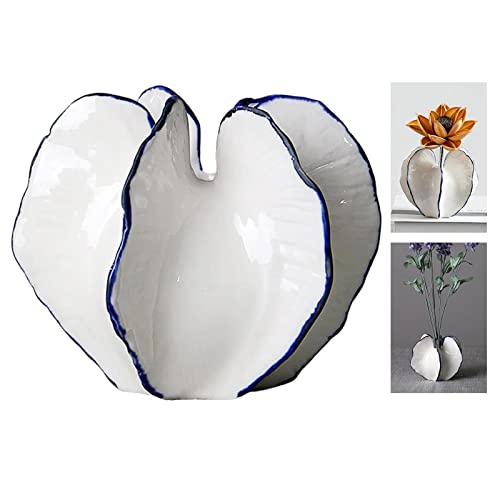 PETSOLA Florero de Fruta Moderno Estatuilla de Carambola de cerámica, Arreglo de Flores Florero de Porcelana de Flores secas Maceta para el hogar Boda Regalo - Bajo