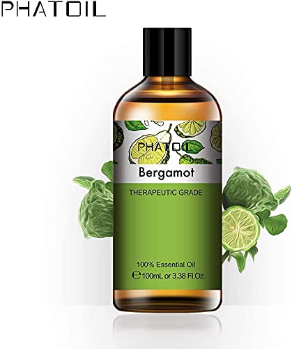 PHATOIL Aceites Esenciale de Bergamota 100 ml, 100% Naturales Puros, Aceite Esencial de Aromaterapia de Grado Terapéutico, Aceite Esenciales para Humidificador, Difusor, Regalos Perfectos