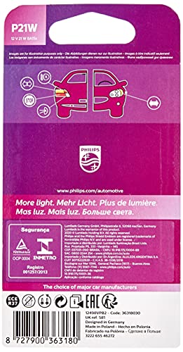 Philips 12498VPB2 VisionPlus - Lampara de señalización para coches (P21W, 2 unidades)