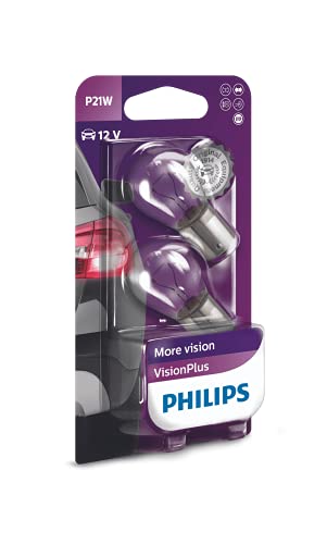 Philips 12498VPB2 VisionPlus - Lampara de señalización para coches (P21W, 2 unidades)