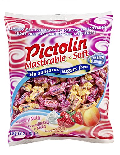 Pictolin Masticable Soft - Caramelos Masticables, Fresa, Frambuesa, Melocotón y Nata, 1 kg
