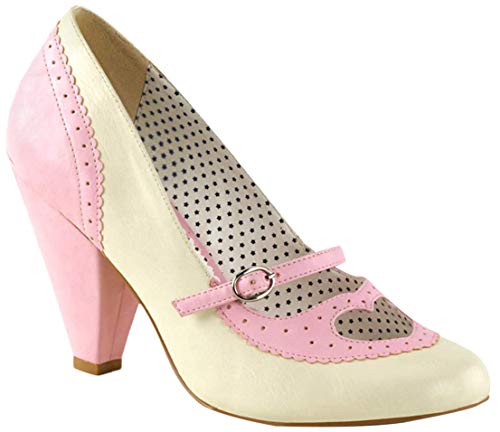 Pin Up Couture POPPY-18 B. Pink-Cream Faux Leather UK 3 (EU 36)