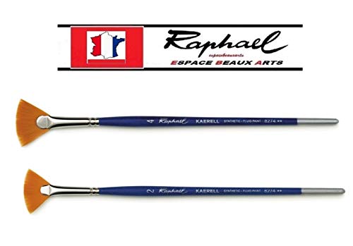 Pincel rafal Serie, 8274. Set de 2 piezas. Nº 2. 4. Sintético dorado – Forma abanico – Mango corto (Francia Import)