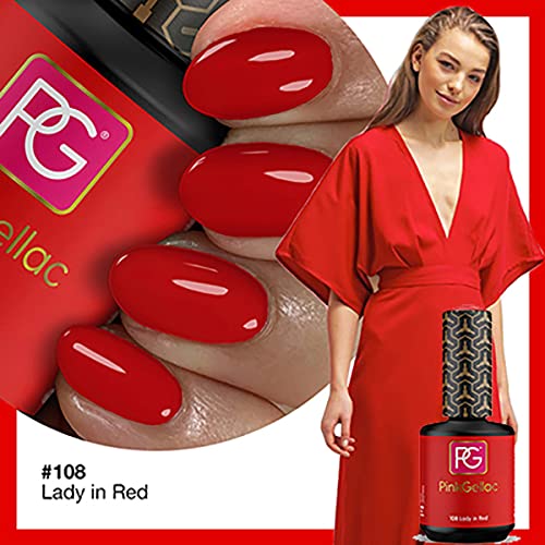 Pink Gellac – Esmalte de uñas de gel Lady de color rojo, de 15 ml