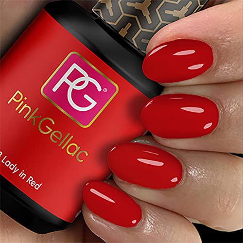 Pink Gellac – Esmalte de uñas de gel Lady de color rojo, de 15 ml