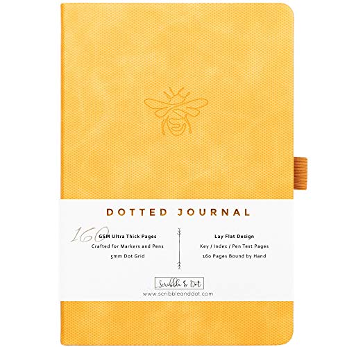 Planificador de balas, diario con diseño de abejas, tamaño A5, papel ultragrueso, 160 g/m², cuaderno encuadernado a mano, perfecto diario de puntos para artistas y creadores, marca británica