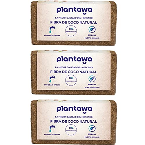 PLANTAWA Fibra de Coco 3 x 10L, Sustrato de Coco, Fibra de Coco Natural, Uso Huerto Urbano