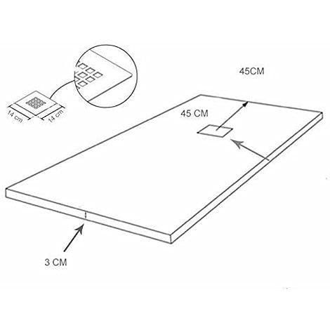 Plato de Ducha Resina Extraplano outletaseo – Antideslizante Textura Pizarra - Todas Las Medidas Disponibles -Todos los Colores - Incluye Válvula desagüe+Rejilla (120X70, Blanco RAL 9003)