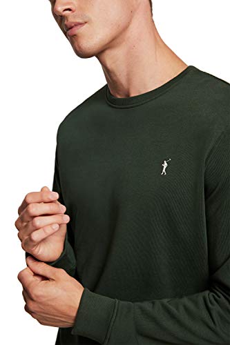 POLO CLUB Sudadera Orgánica Verde Bosque con Cuello Redondo para Hombre