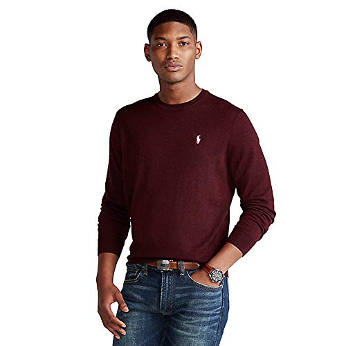 Polo Ralph Lauren Jersey de algodón con Cuello Redondo (L, Classic Wine)