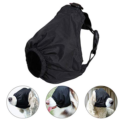 POPETPOP Mascarilla Calmante para Mascotas Máscara para Ojos Sombreado de Nylon Máscara de Ansiedad Venda para Perros para El Aseo contra La Enfermedad del Automóvil (Negro M)