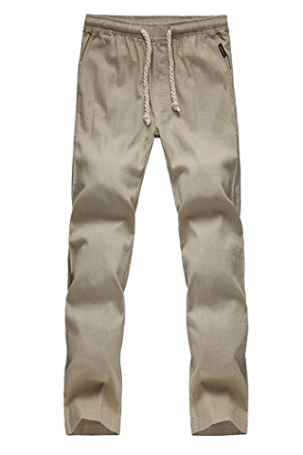 Port&Lotus Men's Linen Casual Pants XXX-Large Beige