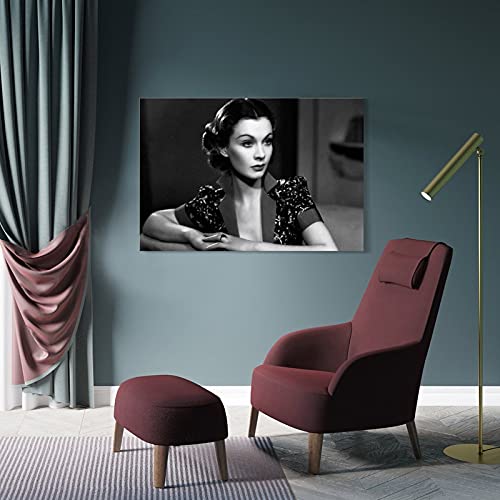 Póster retro de Vivien Leigh en blanco y negro con actrices de cine británicas, pintura decorativa en lienzo para pared o sala de estar, 20 x 30 cm