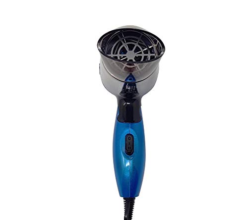 Pritech Secador de pelo de viaje plegable TC-2260 función Ionic, boquilla concentradora de aire, 2 velocidades, perfecto para viaje y para llevarlo a fuera. Secador pequeño 1000W (Azul)