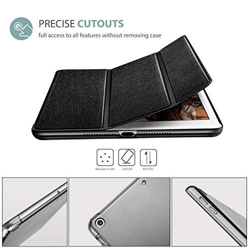 ProCase Funda para iPad 6 2018/iPad 5 2017 9.7" Modelos Viejos A1893 A1954 A1822 A1823, Carcasa Delgada Ligera Posterior Translúcido Cubierta Inteligente para iPad 9.7 Pulgadas 2018/2017 -Negro