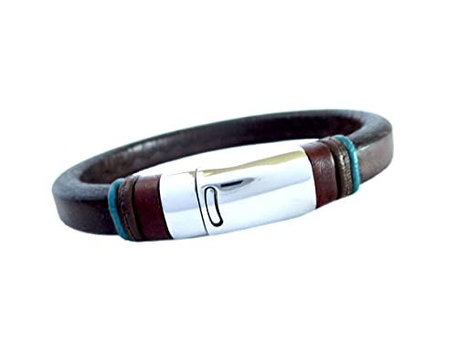 Pulsera de cuero marrón regaliz, pulsera color marrón, brazalete de cuero genuino, accesorios para hombre