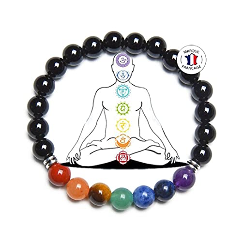 PULSERA DE LOS 7 CHAKRAS piedras naturales | EBOOK Oferta | Hecha a mano | Joyas Mujeres Hombres | TODAS LAS PIEDRAS DE NUESTRAS PULSERAS SON NATURALES (ONIX)