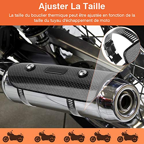 Qiilu Protector de Tubo de Escape Universal para Motocicleta Juego de 3 piezas Estilo de Carbono Fibra