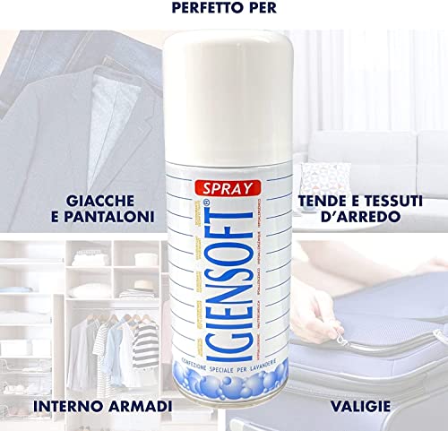 Rampi Tris Deo Igiensoft - Desodorante de tejidos en spray higienizante profesional para el armario, el ambiente y los cajones, zapatos, ambientador de coche, hipoalergénico, talco 3 x 400 ml